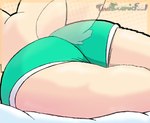 anthro big_butt butt butt_shot clothing colored_edge_panties colored_edge_underwear female green_clothing green_panties green_underwear lying on_front panties rear_view solo transparent_tail underwear afrothicc720 aggretsuko sanrio fenneko canid canine fennec_fox fox mammal true_fox 2022 digital_drawing_(artwork) digital_media_(artwork) signature