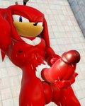 anthro balls genitals holding_penis looking_at_viewer male masturbation muscular muscular_male nipples pecs penis presenting presenting_penis pubes shower solo wet artemissaturn sega sonic_the_hedgehog_(series) knuckles_the_echidna echidna mammal monotreme 3d_(artwork) digital_media_(artwork)