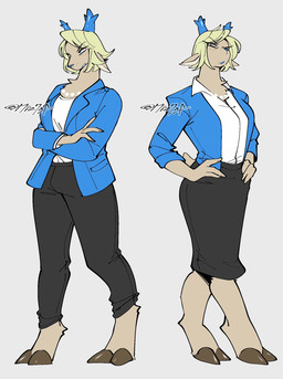 anthro antlers barefoot biped black_bottomwear black_clothing black_pants black_skirt blonde_hair blue_antlers blue_clothing blue_eyes blue_horn blue_lips blue_nose blue_shirt blue_topwear bottomwear brown_hooves businesswear chest_tuft clothed clothing cloven_hooves crossed_arms eyelashes feet female female_anthro fingers freckles front_view fully_clothed fur gem glare grey_background hair hands_on_hips hooves horn humanoid_hands jewelry kemono lips looking_at_viewer mature_anthro mature_female monotone_hair monotone_tail narrowed_eyes necklace office_clothing open_clothing open_shirt open_topwear pants pearl_(gem) pearl_necklace scut_tail shirt short_tail simple_background skirt solo standing tail tan_body tan_ears tan_fur tan_tail topwear tuft unguligrade white_clothing white_shirt white_topwear suda deltarune undertale_(series) carol_holiday deer mammal new_world_deer reindeer 2025 colored digital_media_(artwork) flat_colors full-length_portrait hi_res multiple_images portrait signature