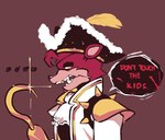 anthro dialogue eye_patch eyewear formal_wear glistening gold_(metal) gold_tooth hook hook_hand looking_at_viewer machine male pirate_hat pirate_outfit plume red_body red_text simple_background solo speech_bubble spikes talking_to_viewer text calemonssi five_nights_at_freddy's five_nights_at_freddy's:_security_breach scottgames steel_wool_studios fanmade_glamrock_foxy_(fnaf) foxy_(fnaf) glamrock_foxy_(fnaf) animatronic canid canine fox mammal robot 2022 absurd_res hi_res