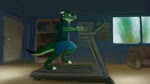 3_toes anthro black_hair blue_bottomwear blue_clothing blue_shirt blue_shorts blue_topwear bookshelf bottomwear claws clothing detailed_background door exercise fangs feet food furniture green_body green_scales hair horn inside male moobs obese obese_anthro obese_male open_mouth overweight overweight_anthro overweight_male running scales shaking shirt shorts sofa solo stomping tail teeth tired tired_eyes toes topwear treadmill weight_gain window fattydragonite mythology mazaku_wendlemin dragon mythological_creature mythological_scalie scalie 16:9 animated no_sound short_playtime webm widescreen