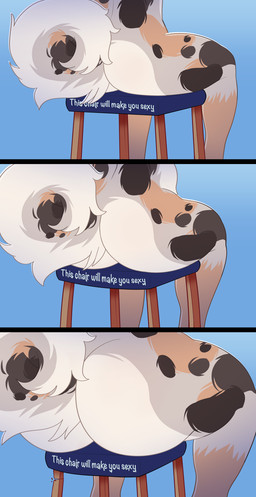 ambiguous_gender anthro big_butt body_expansion butt butt_expansion chair cursed_object expansion fur furniture growth hip_expansion nude sitting solo text thick_thighs transformation transformation_sequence wide_hips sjevi aussie canid canine canis domestic_dog mammal digital_drawing_(artwork) digital_media_(artwork) english_text hi_res