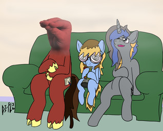 bong drug_usage drugs eyewear furniture glasses group horn marijuana sitting smoking sofa trio wings young di-fl hasbro my_little_pony mythology penpad_(di-fl) buffalo equid equine horse hybrid mammal mythological_creature mythological_equine pegasus pony unicorn hi_res
