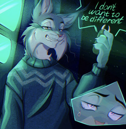 anthro attempted_murder clothing content_smile duo electronics female green_clothing green_glow green_sweater green_topwear grey_body holding_object holding_weapon male monitor paws pointy_ears poisoned purple_eyes sweater tears_of_desperation tears_of_pain topwear venom_injector weapon whiskers yellow_eyes edbes6 disney zootopia judy_hopps pawbert_lynxley canada_lynx european_rabbit felid feline lagomorph leporid lynx mammal oryctolagus rabbit hi_res