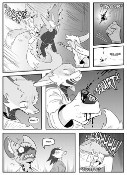 anthro blood bodily_fluids clothed clothing cybernetics dialogue ear_piercing gore group inner_ear_fluff machine magic male piercing simple_background speech_bubble tattoo text tuft kifyun2 kif_yppreah raphael_yppreah ailurid canid canine fox hyena mammal red_panda absurd_res black_and_white comic hi_res monochrome