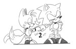 2_tails anthro biped clothing duo eyes_closed fist fist_bump footwear fur gesture gloves grin hand_on_hip handwear happy male multi_tail open_mouth open_smile plantigrade shoes smile standing tail text young young_anthro ballad-of-gilgalad classic_sonic_(universe) sega sonic_the_hedgehog_(series) classic_sonic classic_tails miles_prower sonic_the_hedgehog canid canine eulipotyphlan fox hedgehog mammal 2021 black_and_white digital_media_(artwork) english_text hatching_(art) hi_res monochrome shaded