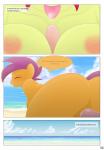 absurd_res anthro anthrofied apple_bloom_(mlp) beach big_breasts big_butt bodily_fluids breast_play breasts butt comic dantebad_(artist) dialogue disembodied_penis dragon earth_pony english_text equid equine female female_focus friendship_is_magic from_behind_position genitals group hasbro hi_res horse male male/female male_penetrating mammal my_little_pony mythological_creature mythological_scalie mythology outside penetration penis pony saliva scalie scootaloo_(mlp) seaside sex sex_on_the_beach solo_focus speech_bubble text titfuck tongue tongue_out vaginal vaginal_penetration