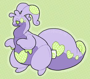 ambiguous_gender antennae_(anatomy) half-closed_eyes narrowed_eyes patch_(fabric) plushie plushie_tag purple_body solo stitch_(sewing) tail thick_tail thick_thighs bittybatarts mythology nintendo pokemon dragon generation_6_pokemon goodra mythological_creature mythological_scalie pokemon_(species) scalie hi_res