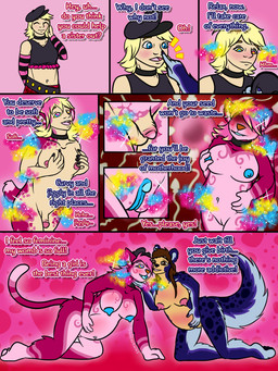 anthro arm_warmers armwear beret blonde_hair blue_body blue_eyes blue_fur blue_nipples boop bottomwear breast_growth breasts brown_eyes brown_hair choker choker_only clitoris clothing colored_nails countershading duo ear_piercing ear_ring female female/female feminization fur fur_growth gender_transformation genitals growth gtf_transformation gynomorph hair hand_on_belly hat headgear headwear heart_symbol holding_head human_to_anthro hypnosis impregnation internal intersex itf_transformation jewelry magic markings mind_control nails navel navel_piercing necklace necklace_only nipples nose_boop nude ovum penis penis_to_vagina_tf piercing pink_body pink_fur pink_hair pregnant pregnant_anthro pregnant_female rapid_pregnancy ring_piercing ringed_eyes self_impregnation skirt snout sparkles species_transformation sperm_cell spots symbol tail tail_growth text touching_breast transformation transformation_sequence vulva sandentwins smidges_(sandentwins) animal_humanoid felid feline human humanoid mammal mammal_humanoid rodent rodent_humanoid sciurid sciurid_humanoid tree_squirrel_humanoid 3:4 comic english_text hi_res trans_(lore) trans_woman_(lore)
