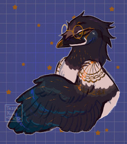 black_body black_feathers black_wings blue_body blue_feathers blue_wings eyewear feathers glasses golden_beak purple_body purple_feathers rictal_bristles solo white_body white_feathers white_wings wings yellow_body yellow_eyes yellow_feathers nowheremotel nova_(nowheremotel) avian bird corvid corvus_(genus) crow oscine passerine 2022 bust_portrait hi_res portrait