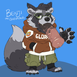 animal_genitalia animal_penis anthro clothing equine_genitalia equine_penis eyewear genitals glasses hoodie male nerd penis penis_tongue shortstack solo topwear unusual_anatomy unusual_genitalia_placement unusual_penis_placement min_(artist) binturong mammal viverrid 1:1 absurd_res hi_res