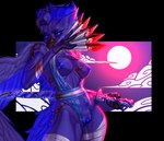 anthro areola blade blood blue_areola blue_nipples blue_pussy bodily_fluids breasts dangerous feathers female genitals gore katana melee_weapon moon night nipples nude pose pussy solo sword weapon wings stronkfurry mythology avian gryphon mythological_avian mythological_creature alpha_channel hi_res pinup