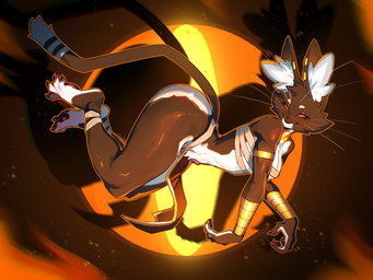 anthro armband bandage big_butt black_body black_fur black_lips bottomwear bracelet breasts butt claws clothing detailed_background ear_piercing ear_ring female finger_claws floating fur gold_(metal) gold_accessory gold_bracelet gold_jewelry grin huge_hips inner_ear_fluff jewelry lips loincloth looking_aside makeup mascara orange_sclera pawpads piercing pose ring_piercing simple_background small_waist smile solo tail thick_thighs toe_claws tuft vibrissae white_background white_body white_fur white_inner_ear white_inner_ear_fluff wide_hips wraps_only yellow_eyes muart242 bacardi_(muart242) domestic_cat felid feline felis mammal 2025 hi_res pinup