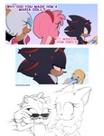 anthro breasts clothing dialogue eyeshadow eyewear female fur gloves group handwear makeup male plushie sparkles sunglasses text trio white_body white_fur wings fravoccado sega sonic_the_hedgehog_(series) amy_rose maria_robotnik rouge_the_bat shadow_the_hedgehog bat eulipotyphlan hedgehog mammal comic english_text hi_res signature