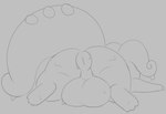 anus backsack balls big_balls genitals male rear_view solo tail bundle0sticks nintendo pokemon generation_6_pokemon goodra pokemon_(species) hi_res monochrome