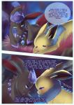 ambiguous_gender anthro black_kitty canid canine cold comic digital_media_(artwork) eeveelution english_text fan_character female feral generation_1_pokemon generation_4_pokemon generation_5_pokemon glaceon haki_(little_shewolf) hi_res hybrid jolteon kona_(disambiguation) mammal nintendo pokemon pokemon_(species) sad snow text time tired travel zoroark