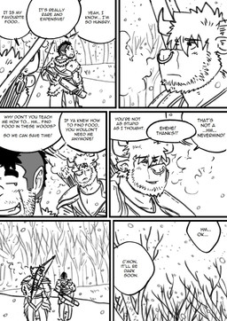 anthro armor dialogue male male/male snow text husky92 european_mythology greek_mythology mythology bovid bovine humanoid mammal minotaur orc black_and_white comic english_text hi_res monochrome multiple_scenes