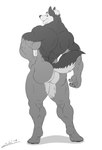 anthro biceps butt exhibitionism looking_back male manly muscular muscular_anthro muscular_butt muscular_male nude open_mouth pose presenting presenting_hindquarters raised_tail solo tail thick_thighs juano canid canine canis mammal wolf hi_res