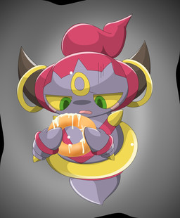 ambiguous_gender dessert doughnut food open_mouth pastry simple_background solo type nintendo pokemon generation_6_pokemon hoopa hoopa_(confined) legendary_pokemon pokemon_(species) 2015 hi_res