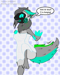 anthro bathroom big_breasts blue_body blue_claws blue_eyes blue_fur breasts claws covering covering_breasts covering_self embarrassed embarrassed_expression female fur green_body green_fur grey_body grey_tail hair hand_on_chest looking_at_viewer machine on_one_leg one_leg_up open_mouth raised_leg shower shower_room simple_background social_media solo standing tail talking_to_viewer text towel towel_around_waist towel_only towel_wrap trying_to_cover trying_to_hold walk-in wolfwars_(bytewaretheproto) bitware_(byteware) mammal protogen 4:5 digital_drawing_(artwork) digital_media_(artwork) english_text hi_res signature