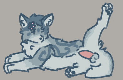 animal_genitalia animal_penis balls blue_balls blue_body blue_fur feral fur genitals grey_background lying male male_feral on_side penis raised_leg simple_background solo toony leafwing_(artist) warriors_(book_series) jayfeather_(warriors) domestic_cat felid feline felis mammal 2026 full-length_portrait portrait