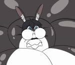 ambiguous_gender anthro body_inflation cheek_bulge close_to_bursting creaking expansion groaning growth hyper immobile inflatable inflation pressure puffed_cheeks solo taut worried_face worried_look itberyan ryanlllwolf ryan_the_bun humanoid lagomorph leporid mammal rabbit 2024 animated loop sound webm