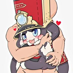 ambiguous_gender ambiguous_on_human anthro anus anus_only bir black_body black_fur blue_eyes blush blush_lines bottomless butt butt_grab chibi clock clothed clothing dipstick_limbs duo faceless_character faceless_human featureless_crotch floppy_ears fur gloves_(marking) hand_on_butt happy hat headgear headwear heart_symbol hug human_on_anthro interspecies larger_human larger_male leg_markings long_ears male male_on_anthro markings multicolored_body multicolored_fur null on_model open_mouth open_smile red_clothing red_hat red_headwear short_tail shota simple_background size_difference smaller_ambiguous smaller_anthro smile socks_(marking) tail tail_motion tailwag two_tone_body two_tone_fur uniform white_background white_body white_fur young young_anthro young_male aka_leopard honkai:_star_rail mihoyo pom-pom_(honkai:_star_rail) human lagomorph leporid mammal rabbit 1:1 absurd_res chromatic_aberration hi_res