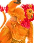 anthro barely_visible_genitalia barely_visible_penis genitals male moobs nipples overweight overweight_anthro overweight_male penis simple_background solo white_background spazz_bear felid lion mammal pantherine 2018 4:5 hi_res