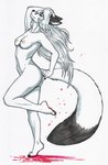 anthro blood blood_on_foot bodily_fluids breasts butt dancing female nipples nude solo umpherio lilith_(darkmesna) arctic_fox canid canine fox mammal true_fox absurd_res hi_res