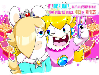 3_fingers anthro arm_around_shoulders asking asking_another blonde_hair blue_ear_piercing blue_eyes buckteeth cellphone closed_frown clothed clothed_anthro clothed_female clothing coin crown dialogue dress duo ear_piercing electronics face_squish female female_anthro fingers frown fur gem hair hair_over_eye half-closed_eyes headgear holding_cellphone holding_object holding_phone light long_hair looking_at_another mouth_closed multicolored_body name_in_dialogue narrowed_eyes noseless open_mouth open_smile phone piercing pink_clothing pink_shirt pink_tongue pink_topwear question ruby_(gem) sapphire_(gem) shirt simple_background smile smiling_at_another sparkles speech_bubble squish star_ear_piercing tan_body tan_inner_ear tan_skin teal_clothing teal_dress teeth text tongue topwear treasure_chest two_tone_body white_background white_body white_fur yelling yelling_at_another jooniethenight mario_bros mario_plus_rabbids_kingdom_battle mario_plus_rabbids_sparks_of_hope nintendo raving_rabbids rayman_(series) ubisoft rabbid_peach rabbid_rosalina lagomorph mammal rabbid 2023 4:3 artist_name colored crossover digital_drawing_(artwork) digital_media_(artwork) english_description english_text lighting shaded