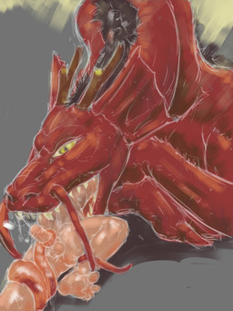 ambiguous_gender ambiguous_pred anus balls bodily_fluids butt cum duo ejaculation feet feral feral_pred genital_fluids genitals head_first human_prey larger_ambiguous larger_feral larger_pred long_tongue male male_prey masturbating_prey masturbation nude_male nude_prey oral oral_vore pale_skin penis red_body sex simple_background size_difference smaller_human smaller_male spread_legs spreading teeth tongue tongue_out tonguejob unwilling_prey vore willing_pred yellow_eyes jeri_kleinlowe mythology dragon human mammal mythological_creature mythological_scalie scalie 2018 3:4 colored guide_lines hi_res