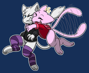 3_toes 4_fingers anthro biped black_clothing black_hoodie black_topwear blue_eyes blue_markings blue_stripes blue_tail blush bottomless bottomless_anthro bottomless_female clitoris clothed clothed_anthro clothed_female clothing duo eyelashes eyes_closed feather_markings feathers feet female female_anthro fingers floating footwear front_view fur fur_markings genitals hair happy hoodie hug inner_ear_fluff legwear levitation markings multicolored_tail one_eye_closed open_mouth pattern_clothing pattern_footwear pattern_legwear pattern_socks pink_blush pink_body pink_clitoris pink_ears pink_fur pink_tail pink_tongue purple_clothing purple_footwear purple_legwear purple_socks purple_stripes red_clothing red_hoodie red_topwear semi-anthro simple_background smile socks striped_body striped_clothing striped_footwear striped_fur striped_markings striped_socks striped_tail stripes tail tail_markings tail_motion tailwag teeth toes tongue topwear transparent_background tuft two_tone_tail vulva white_body white_ears white_fur white_hair white_inner_ear white_inner_ear_fluff white_tail ssecrets151 nintendo pokemon fan_character mewny yuki_(side_b) felid feline generation_1_pokemon legendary_pokemon mammal mew_(pokemon) pokemon_(species) 2025 alpha_channel