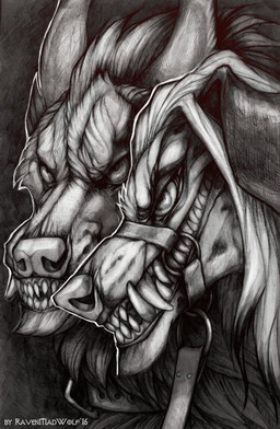 anthro bdsm bondage bound collar duo fangs floppy_ears grin hair leash long_hair male male/male muzzle_(object) pointy_ears simple_background smile snout teeth white_hair ravenmadwolf mythology campy_(vinters) scriven canid canine canis dalmatian domestic_dog mammal mythological_canine mythological_creature werecanid werecanine werecreature werewolf greyscale headshot_portrait monochrome portrait signature traditional_media_(artwork)