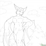 anthro athletic athletic_anthro athletic_male biped body_size_growth cloud featureless_crotch fur hair macro male membrane_(anatomy) membranous_wings nude plant simple_background size_transformation sky solo transformation tree white_background wings sammysapphire luther_(luther-bat) bat mammal 1:1 sequence