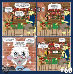 anthro bar female humor male text ariesartist ben_(ariesartist) daisy_(ariesartist) roger_(ariesartist) bird_dog bovid canid canine canis caprine domestic_dog fennec_fox fox hunting_dog labrador mammal retriever sheep true_fox absurd_res alpha_channel comic english_text hi_res