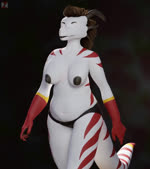 2018 3d_(artwork) 3d_animation 5_fingers abstract_background animated anthro bikini bikini_bottom breasts brown_eyes brown_hair butt clothed clothing digital_media_(artwork) dragon exposure_variation female fingers front_view hair high_framerate horn loop mythological_creature mythological_scalie mythology navel nipples no_sound non-mammal_breasts scalie she_scale short_playtime solo swimwear tail topless walking webm zynga_(she_scale)