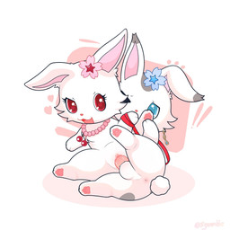 accessory anus balls blue_eyes cherry chibi clitoris duo female female_on_top feral flower flower_in_hair food fruit fur gem genitals hair hair_accessory holding_leash holding_object jewelry leash male male/female necklace on_top pawpads pearl_(gem) pearl_necklace pink_pawpads plant red_eyes scut_tail sex short_tail simple_background smile smug tail vulva white_body white_fur zyuuniie jewelpet sanrio sega sega_fave ageam_(sylvtasticalsylveon) fan_character ruby_(jewelpet) lagomorph leporid mammal rabbit 1:1 2025 colored hi_res