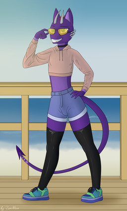 anthro beach belly bottomwear butt choker clothing costume denim denim_bottomwear denim_clothing denim_shorts eyewear femboy footwear glasses hoodie jeans jewelry legwear male necklace pants seaside shoes shorts smile sneakers solo sun sunglasses tail thigh_highs topwear zen_allen mythology zen_allen_(zenallen) dragon mythological_creature mythological_scalie scalie absurd_res hi_res