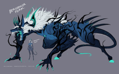 blue_body blue_claws blue_eyes blue_hooves blue_tongue bodily_fluids breasts claws fangs featureless_breasts female feral forked_tongue hair hooves horn long_claws long_ears long_tail saliva sharp_teeth solo tail teeth tongue tongue_out white_hair wmdiscovery93 azura_(wmdiscovery93) enoki_(helixel) humanoid monster hi_res story story_in_description