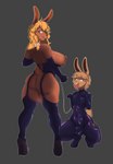 anthro big_breasts blonde_hair breasts brown_body brown_fur clothing collar dominant dominant_female duo female femboy fur hair latex latex_clothing latex_skinsuit leash leashed_collar male male/female plugsuit purple_clothing purple_suit rubber_clothing skinsuit submissive submissive_male suit tight_clothing yukras_abyss neon_genesis_evangelion kerot_(snesboxyoshi) marisabun_(snesboxyoshi) lagomorph leporid mammal rabbit absurd_res hi_res