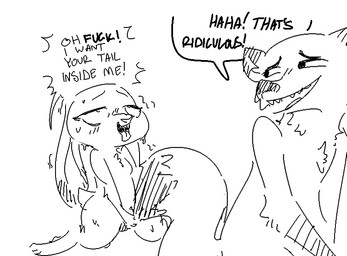 1-bit anthro bodily_fluids dialogue duo female holding_tail male male/female nude open_mouth silly size_difference sweat tail tail_fetish tail_humping tail_play teeth text tongue tongue_out nobby_(artist) disney zootopia judy_hopps nick_wilde canid canine fox lagomorph leporid mammal rabbit red_fox true_fox aliasing binary_drawing black_and_white digital_drawing_(artwork) digital_media_(artwork) english_text monochrome sketch