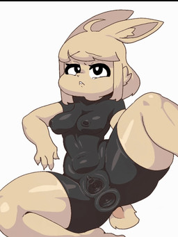 anthro anus breasts clitoral_hood clitoris faux_gaping faux_gaping_anus faux_gaping_nipple faux_gaping_pussy faux_gaping_urethra female gaping gaping_anus gaping_nipples gaping_urethra gaping_vagina genitals humanoid_genitalia humanoid_vulva latex nipple_fetish nipple_penetration nipple_play nipples penetration pussy_sounding solo spread_legs spread_vulva spreading urethra urethral urethral_penetration vulva kukurikoko animate_inanimate lagomorph leporid living_clothing mammal rabbit 3:4 animated