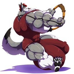 5_toes anthro balls balls_expansion big_balls big_bulge big_muscles big_pecs big_penis black_nipples bulge countershading expansion feet genital_expansion genitals grin growth holding_object huge_balls huge_bulge huge_muscles huge_pecs huge_penis hyper hyper_balls hyper_bulge hyper_genitalia hyper_muscles hyper_pecs hyper_penis male muscle_growth muscular muscular_anthro muscular_male nipples pecs penis penis_expansion plantigrade playing simple_background smile solo toes white_background white_body white_countershading wrestling_singlet bobert nintendo ring_fit_adventure swaggy canid canine canis mammal wolf 1:1 2020 hi_res