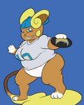 big_breasts bottomless breasts cleavage clothed clothing fat_rolls female jersey obese overweight solo sport sportswear choshigaiden los_angeles_chargers nintendo pokemon alolan_form alolan_raichu generation_7_pokemon pokemon_(species) regional_form_(pokemon) 4:5