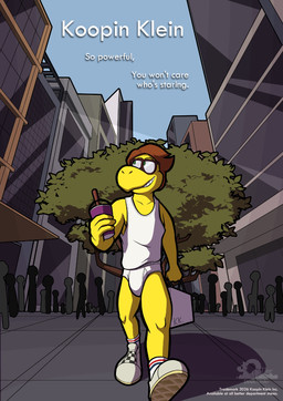 advertisement anthro beverage branch briefs brown_hair building city clothed clothing crowd eyewear footwear glasses green_eyes green_leaves grey_clothing grey_footwear grey_shoes grey_text group hair holding_beverage holding_object legwear male monotone_briefs monotone_clothing monotone_shirt monotone_tank_top monotone_topwear monotone_underwear open_mouth open_smile outside pantsless pantsless_anthro pantsless_male pattern_clothing pattern_footwear pattern_legwear pattern_socks plant shirt shoes smile socks striped_clothing striped_footwear striped_socks stripes tank_top teeth_showing text tighty_whities topwear tree underwear underwear_model white_briefs white_clothing white_footwear white_shirt white_socks white_tank_top white_text white_topwear white_underwear yellow_body otterdownunder calvin_klein mario_bros nintendo koopa koopa_troopa reptile scalie tortoise turtle english_text hi_res