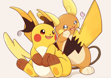 2_tails ambiguous_gender anthro blue_eyes duo fangs featureless_crotch heart_symbol multi_tail open_mouth orange_body orange_eyes pawpads paws semi-anthro simple_background sitting tail teeth tongue yellow_body raaaichupudding nintendo pokemon pokemon_legends_z-a alolan_form alolan_raichu generation_7_pokemon generation_9_pokemon mega_evolution mega_raichu mega_raichu_x pokemon_(species) regional_form_(pokemon) 2025 absurd_res hi_res