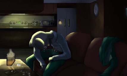 alcohol anthro appliance belt beverage bodily_fluids bottomwear clock clothed clothing coffee_table collared_shirt crying detailed_background dress_shirt eyewear fridge fully_clothed fur furniture glasses green_bottomwear green_clothing green_pants grey_body grey_fur inside kitchen_appliance male microwave_oven on_sofa pants sad shirt sitting sitting_on_sofa sofa solo stove table tears topwear silas_blackwing bojack_horseman netflix ralph_stilton mammal mouse murid murine rodent 2018 5:3 absurd_res digital_drawing_(artwork) digital_media_(artwork) hi_res