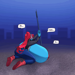 bangs big_breasts big_butt blue_body blush boots bottomwear breast_expansion breast_growth breasts breath butt city clothed clothing cute_fangs denim denim_bottomwear denim_clothing ear_fins expansion eye_patch eyeshadow eyewear fangs female fin footwear growth hair huge_breasts hyper hyper_breasts jacket jeans kneeling long_hair looking_at_viewer looking_pleasured makeup moan motion_lines motion_outline non-mammal_breasts open_mouth panting pants ponytail raised_arm red_eyeshadow red_hair scarf shirt shoes signpost solo speech_bubble teeth text topwear undershirt white_clothing white_shirt white_topwear yellow_sclera yeahnomaybeyeahno undertale undertale_(series) undyne fish marine monster 1:1 2025