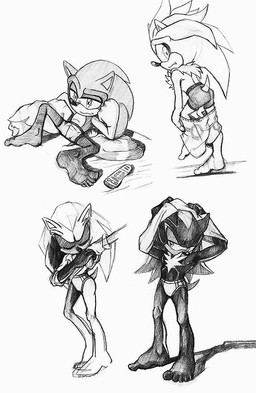 anthro clothing male solo underwear darkspeeds sega sonic_the_hedgehog_(series) metal_sonic shadow_the_hedgehog silver_the_hedgehog sonic_the_hedgehog eulipotyphlan hedgehog mammal monochrome multiple_images source_request