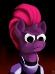 armor big_eyes broken_horn eye_scar facial_scar female googly_eyes hair horn looking_at_viewer pink_hair scar short_hair simple_background solo poecillia-gracilis19 friendship_is_magic hasbro my_little_pony my_little_pony:_the_movie_(2017) mythology tempest_shadow_(mlp) equid equine mammal mythological_creature mythological_equine unicorn 2017 absurd_res bust_portrait hi_res meme portrait reaction_image